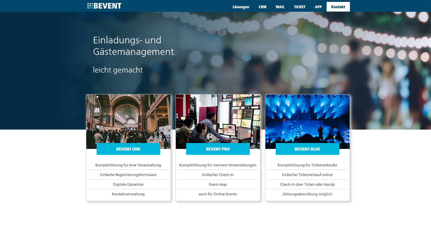 BEVENT · Einladungs und Gästemanagement, Ticketsysteme für die